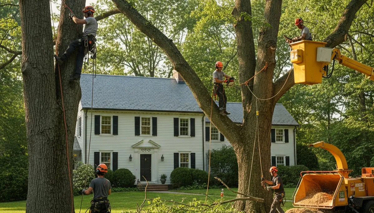 Tree service team in South Burlington, VT handling professional tree care for homeowners