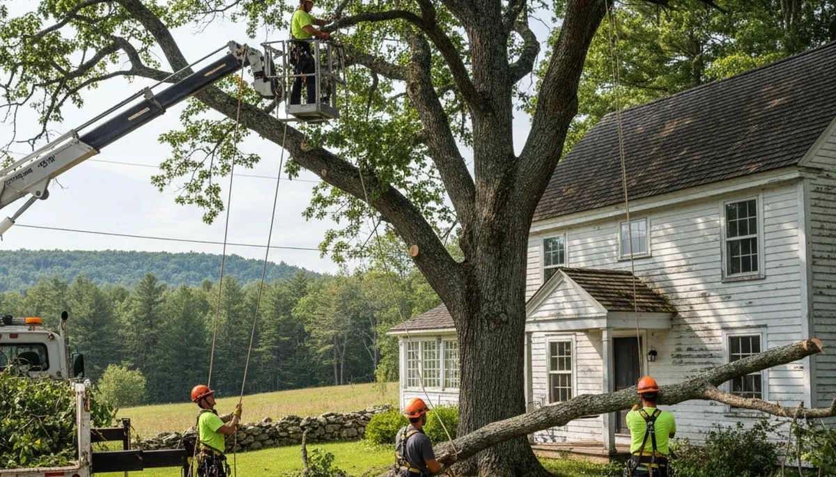 Tree service crew in South Burlington, VT providing professional arborist work